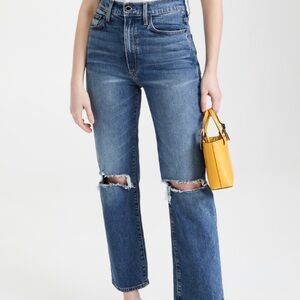 Le Jean Mia Relaxed Straight Jeans in Distressed Wash